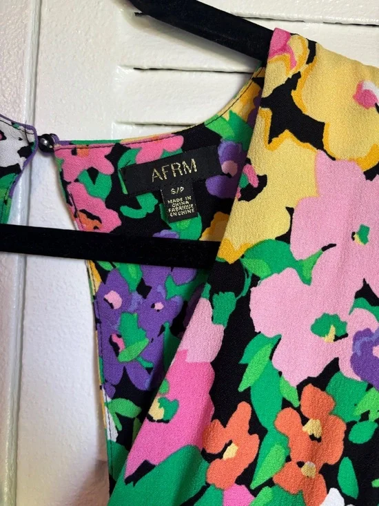 AFRM Floral Cut-Out Mini Dress Open Back Long Sleeve Size S Spring Summer - Picture 3 of 13